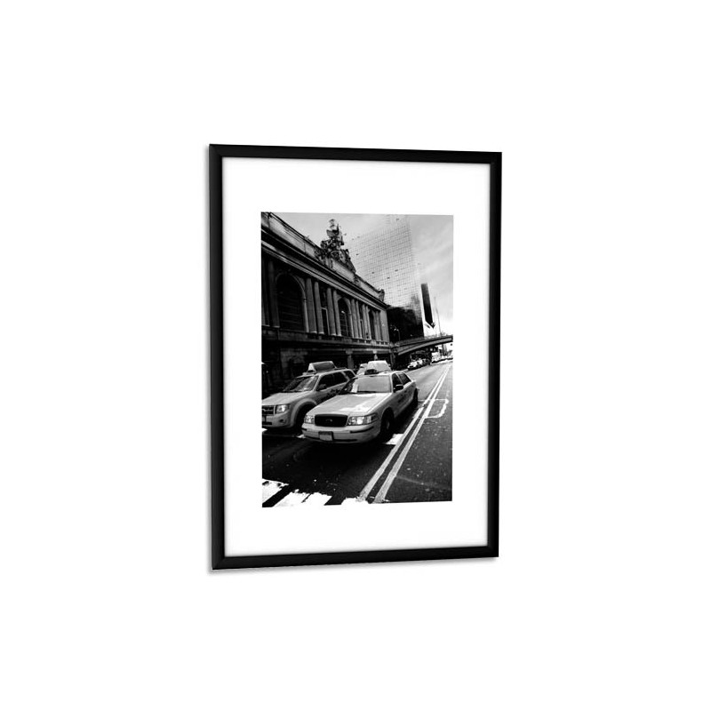 PAPERFLOW Cadre photo contour aluminium coloris Noir, plaque en plexiglas. Format 21 x 30 cm