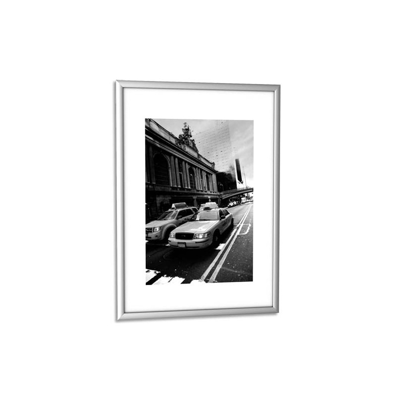 PAPERFLOW Cadre photo contour aluminium coloris Argent, plaque en plexiglas. Format 21 x 30 cm