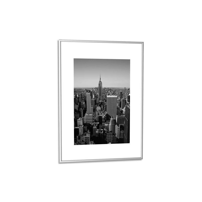 PAPERFLOW Cadre photo contour aluminium coloris Argent, plaque en plexiglas. Format 60 x 80 cm