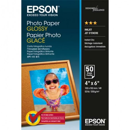 EPSON Boîte de 50 feuilles papier photo Jet d'encre glossy 10 x 15 200g C13S042547