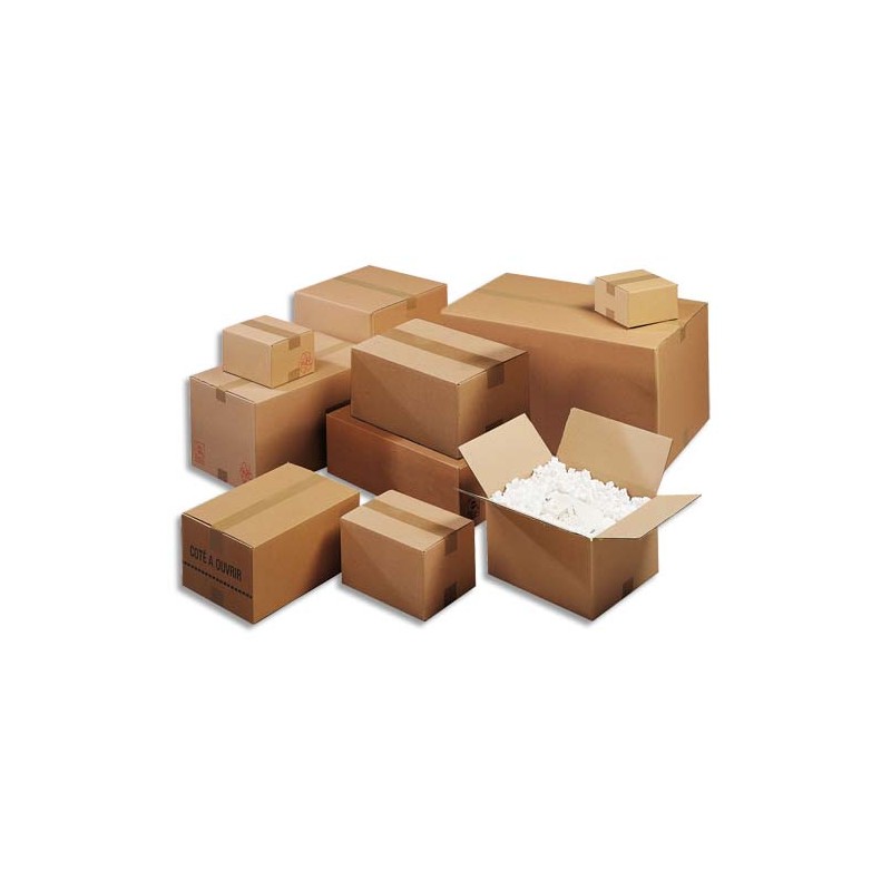 Paquet de 20 caisses américaines simple cannelure en kraft écru - Dimensions : 50 x 40 x 30 cm