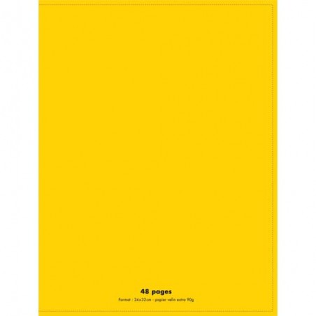 CONQUERANT C9 Cahier piqûre 24x32cm 48 pages 90g grands carreaux Séyès. Couverture polypropylène Jaune