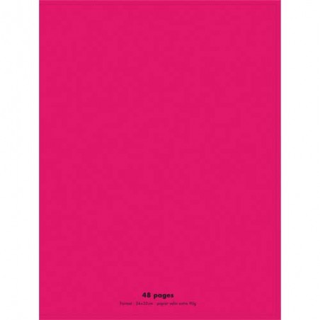 Cahier piqûre 24x32cm 48 pages 90g grands carreaux Séyès. Couverture  polypropylène Rose