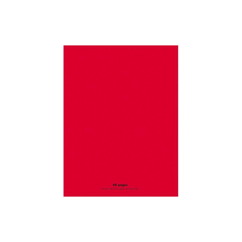 CONQUERANT C9 Cahier piqûre 24x32cm 48 pages 90g grands carreaux Séyès. Couverture polypropylène Rouge
