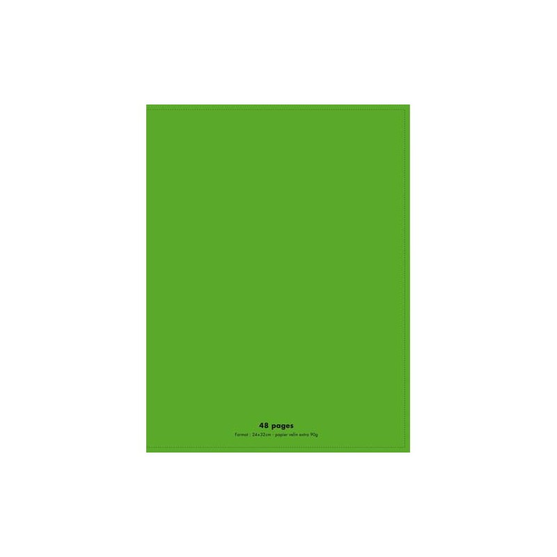 CONQUERANT C9 Cahier piqûre 24x32cm 48 pages 90g grands carreaux Séyès. Couverture polypropylène Vert
