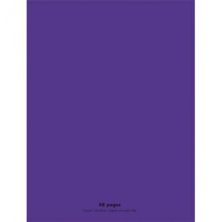 CONQUERANT C9 Cahier piqûre 24x32cm 48 pages 90g grands carreaux Séyès.  Couverture polypropylène Violet