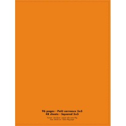 Cahier piqûre 24x32cm 96 pages 90g quadrillé 5x5. Couverture polypropylène Orange