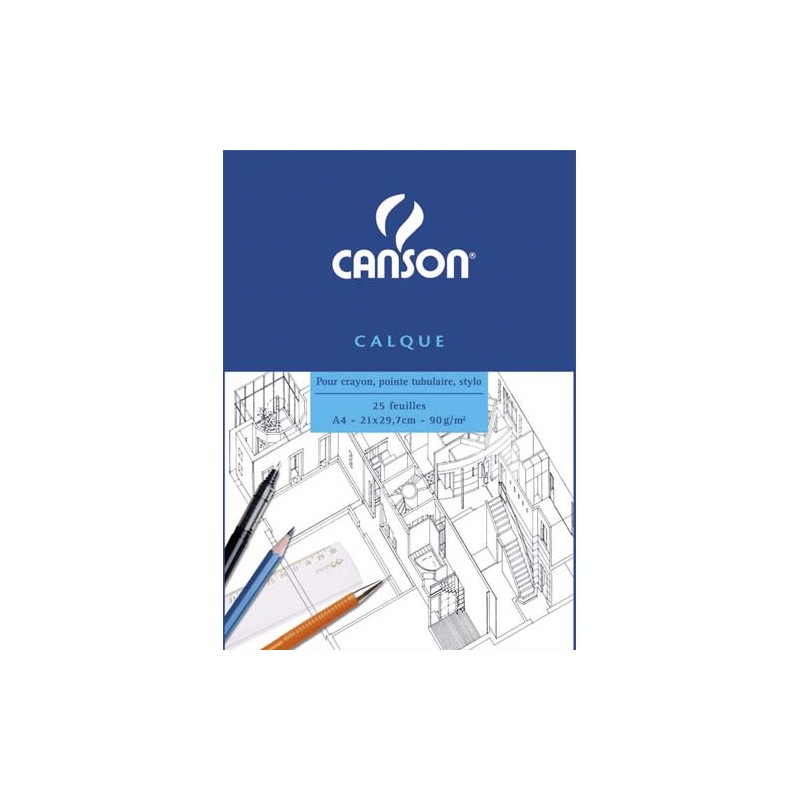 CANSON Bloc papier calque Satin 25 feuilles grand format A4 90g