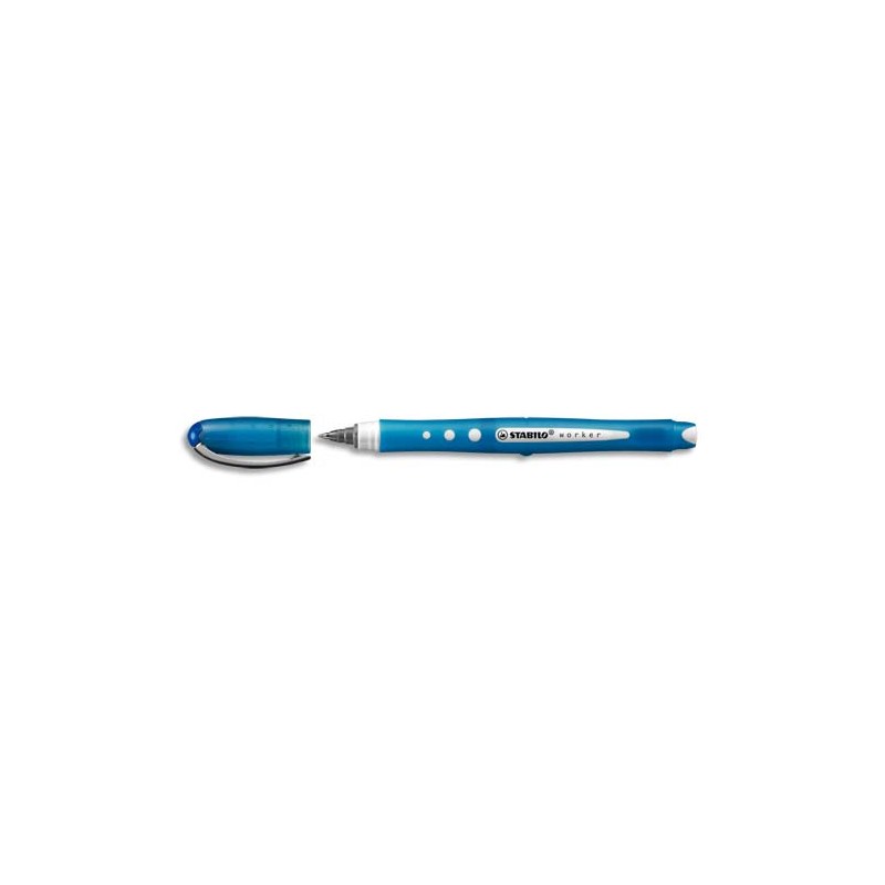 STABILO Roller Worker Colorful Bleu, grip intégral, encre liquide, pointe moyenne 0,5mm