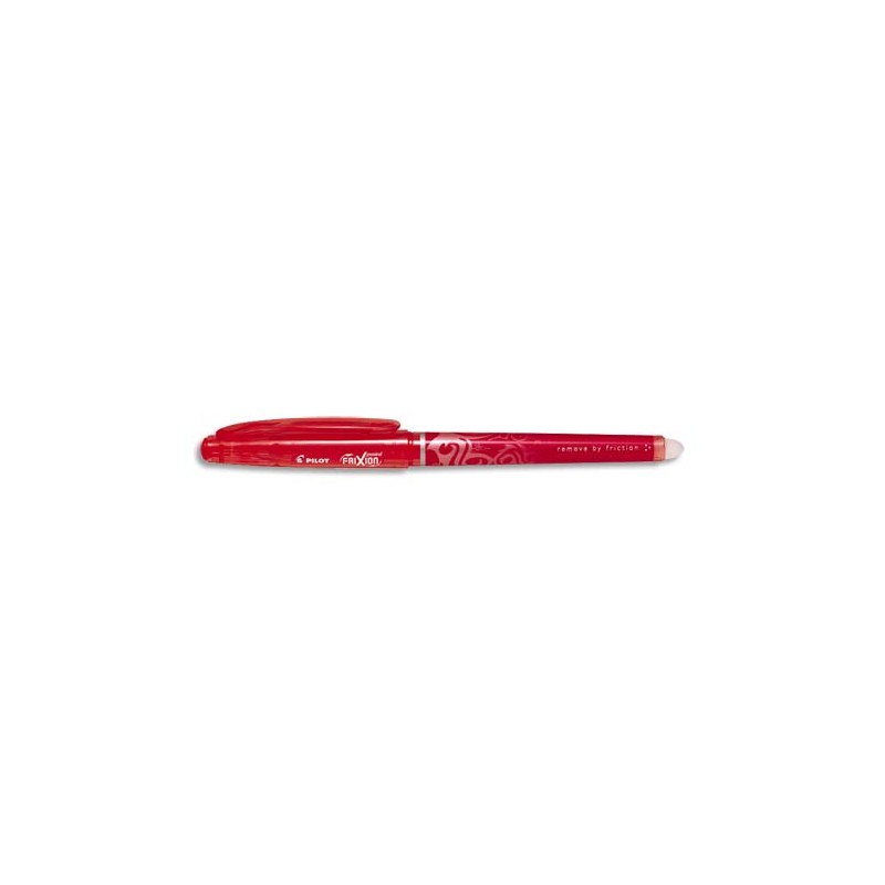 PILOT Stylo Roller FriXion Point, pointe hi-tec fine, s'efface à la gomme en bout de stylo,coloris Rouge.