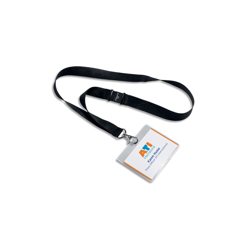 DURABLE Boîte 5 Kit porte-badges avec lacet textile - L440 x l20 mm - Noir