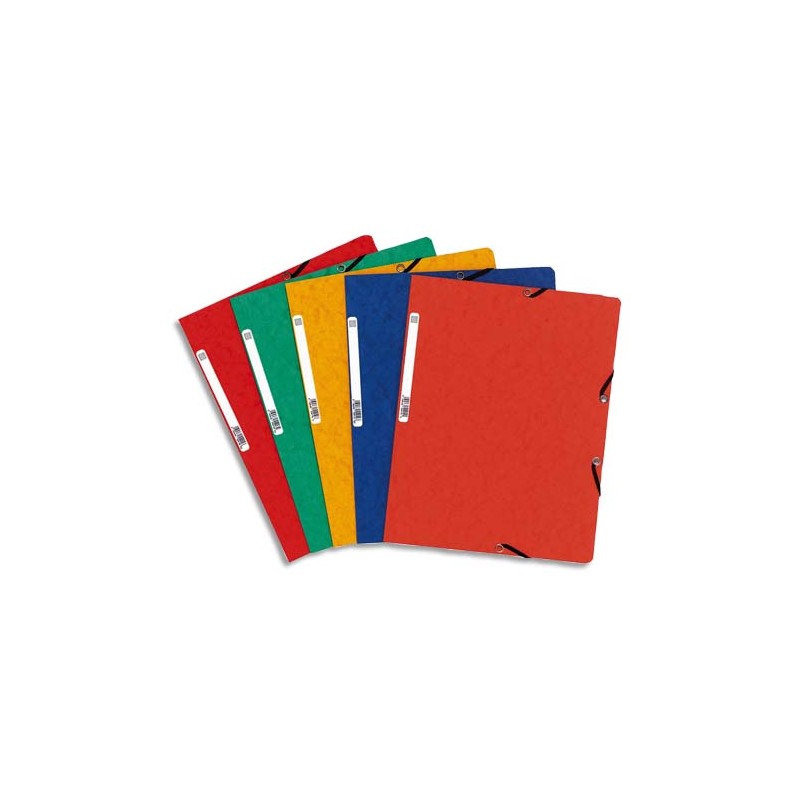 EXACOMPTA Chemise simple à élastique. Carte lustrée 5/10e. Coloris assortis Rouge/vert/Jaune/Bleu/Orange