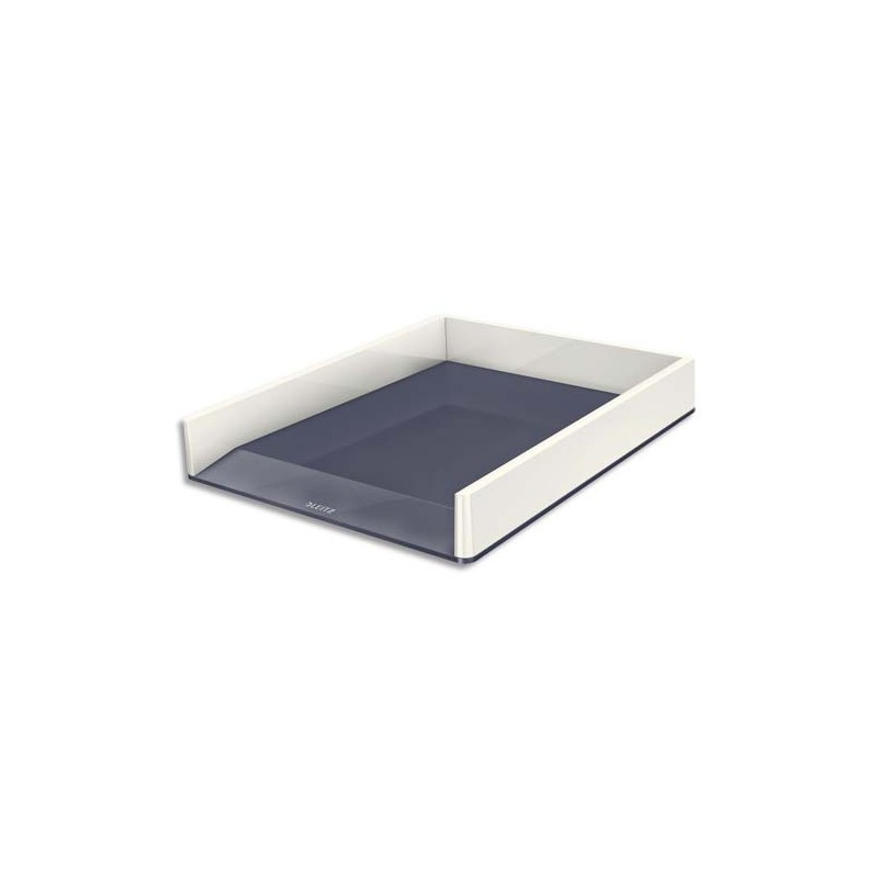 LEITZ Corbeille à courrier Dual Blanc Gris métallisé - Dimensions : L26,7 x H4,9 x P33,6 cm