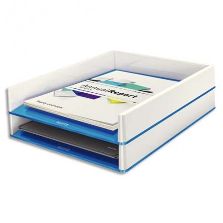 LEITZ Corbeille à courrier Dual Blanc Bleu métallisé - Dimensions : L26,7 x H4,9 x P33,6 cm
