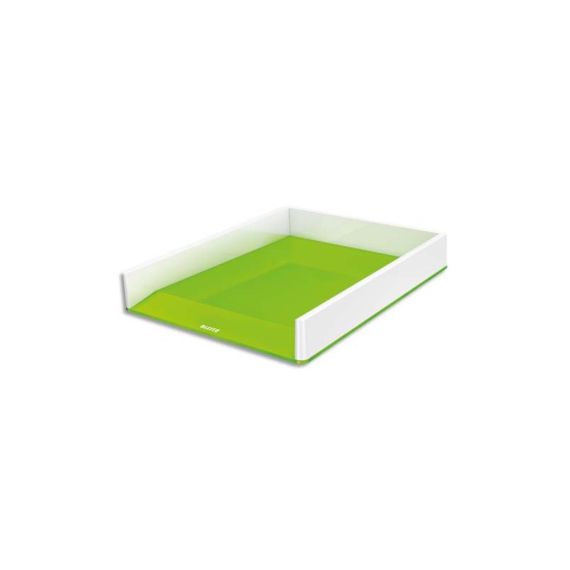 LEITZ Corbeille à courrier Dual Blanc Vert métallisé - Dimensions : L26,7 x H4,9 x P33,6 cm