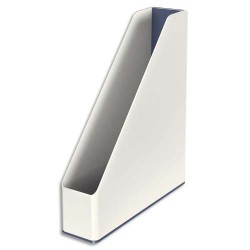 LEITZ Porte-revues Dual Blanc Gris métallisé - Dimensions : H31,8 x P27,2 cm. Dos 7,3 cm