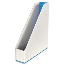 LEITZ Porte-revues Dual Blanc Bleu métallisé - Dimensions : H31,8 x P27,2 cm. Dos 7,3 cm