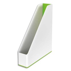 LEITZ Porte-revues Dual Blanc Vert métallisé - Dimensions : H31,8 x P27,2 cm. Dos 7,3 cm