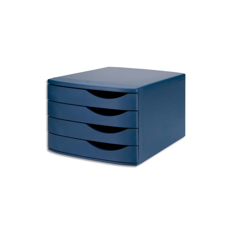 JALEMA Module de classement 4 tiroirs, 100% recyclé polystyrène - Dimensions L30 x H21,6 x P37,5 cm Bleu