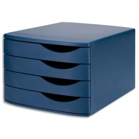 JALEMA Module de classement 4 tiroirs, 100% recyclé polystyrène - Dimensions L30 x H21,6 x P37,5 cm Bleu