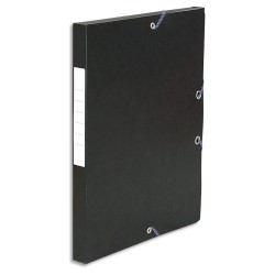 PERGAMY Boîte de classement à élastique en carte lustrée 7/10, 600g. Dos 25mm. Coloris Noir.