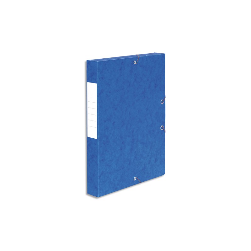 PERGAMY Boîte de classement à élastique en carte lustrée 7/10, 600g. Dos 40mm. Coloris Bleu.