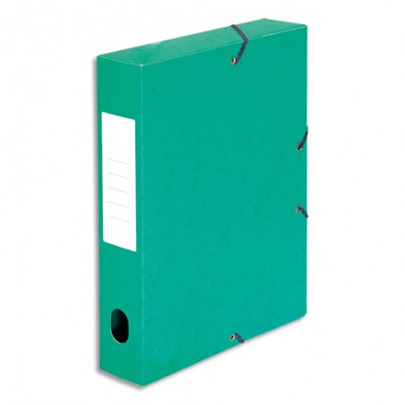 PERGAMY Boîte de classement à élastique en carte lustrée 7/10, 600g. Dos 60mm. Coloris Vert.
