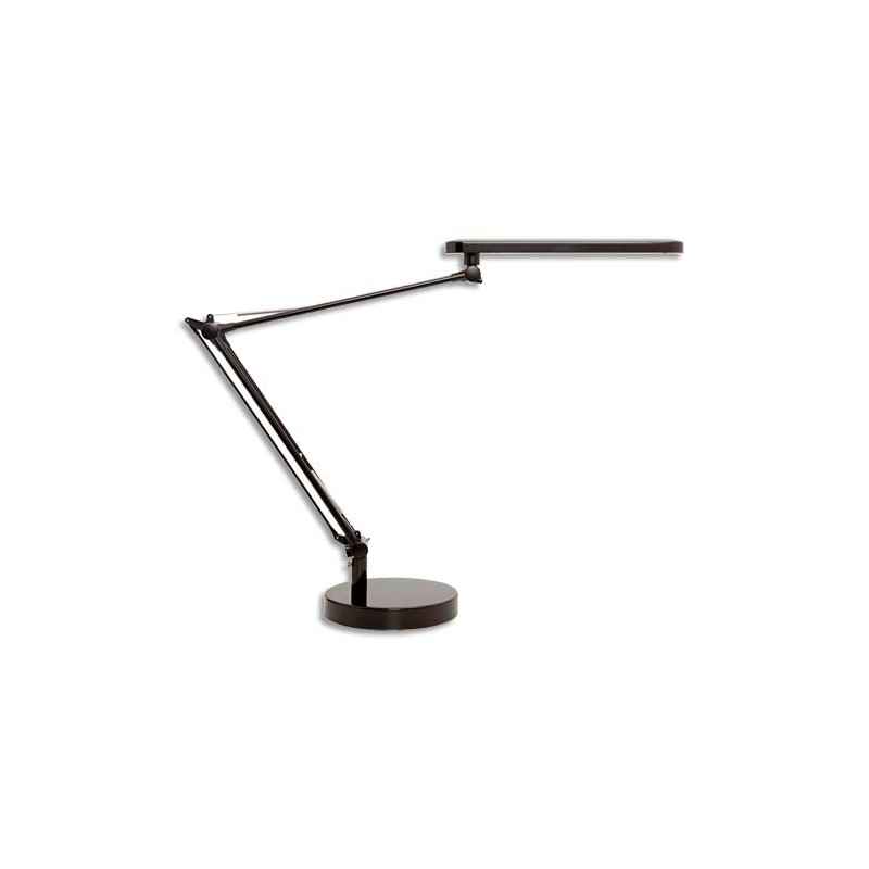 UNILUX Lampes à Led Mamboled Noire en ABS et alu - Bras 2 x 32 cm, Tête 28,5 x 4,5 cm Socle D16 x H2,5 cm