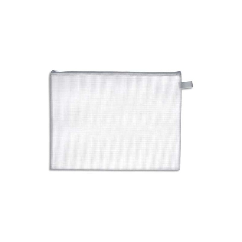 WONDAY Pochette zippée PVC renforcé semi-transparente pour le courrier, format 34,5x26cm, épaisseur 0,5cm