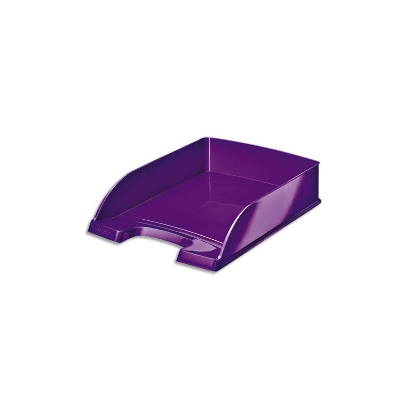 LEITZ Corbeille à courrier Wow Violette - Dimensions : L25,5 x H7 x P35,7 cm