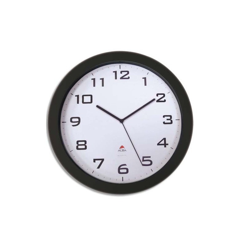 ALBA Horloge murale Horissimo silencieuse grand format à pile 1AA non fournie - D38 cm, P5,11 cm Noir