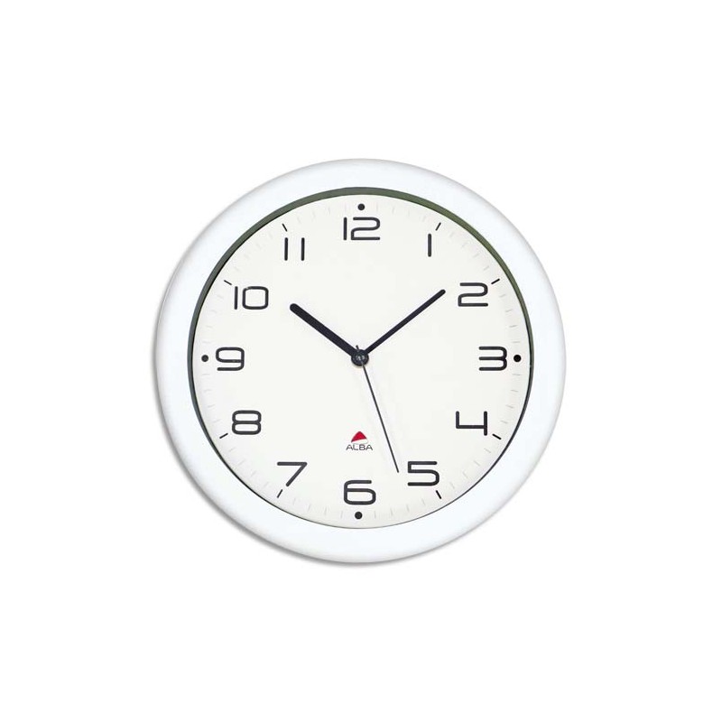 ALBA Horloge murale Hornew sielncieuse mouvement quartz à pile 1AA non fournie - D30 cm, P4,08 cm Blanc