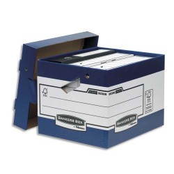 BANKERS BOX Caisse multi-usage ergonomique. Dim: 33,3 x 28,5 x 39cm, montage automatique. Carton recyclé