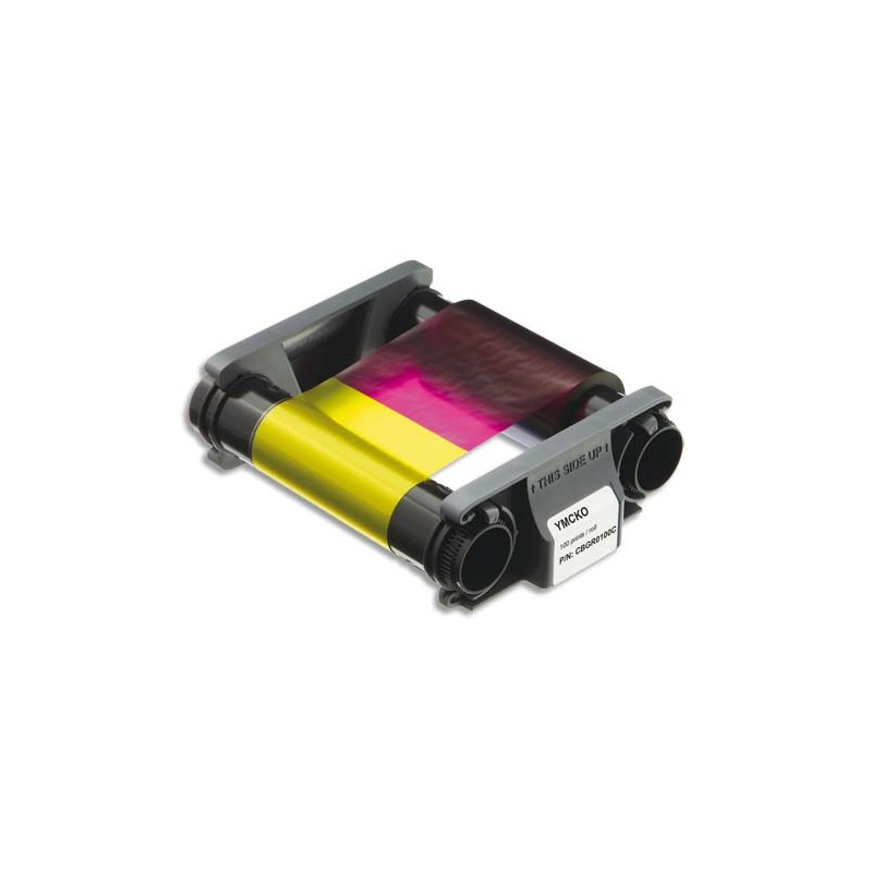 EVOLIS Badgy Ruban couleur YMCKO pour 100 impressions + 100 cartes PVC épaisses (0,76mm) CBGP0001C