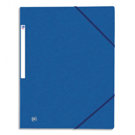 OXFORD Chemises 3 rabats à élastiques TOP FILE en carte lustrée 5/10e,390g. Format A4. Coloris Bleu