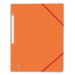 OXFORD Chemises 3 rabats à élastiques TOP FILE en carte lustrée 5/10e,390g. Format A4. Coloris orange