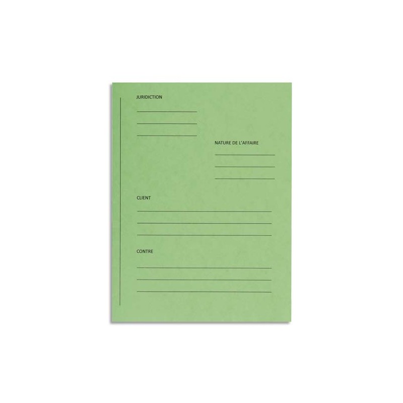 EXACOMPTA Paquet de 25 dossiers de plaidoirie pré-imprimés, en carte 265g. Coloris Vert.