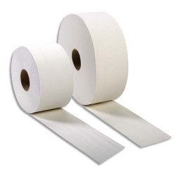 Carton de 6 Bobines de papier toilette Jumbo 2 plis prédécoupé, longueur 350 mètres Blanc Eco