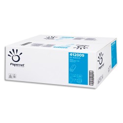 PAPERNET Colis de 20 paquets de 200 Essuie-mains 2 plis en Z pure cellulose formats 22 x 24 cm Blanc
