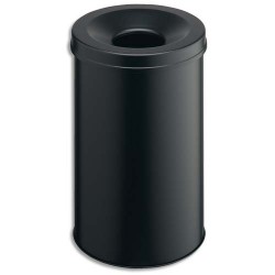DURABLE Corbeille à papier anti-feu en métal epoxy avec étouffoir - 30 litres - ø315 x H492 mm - Noir