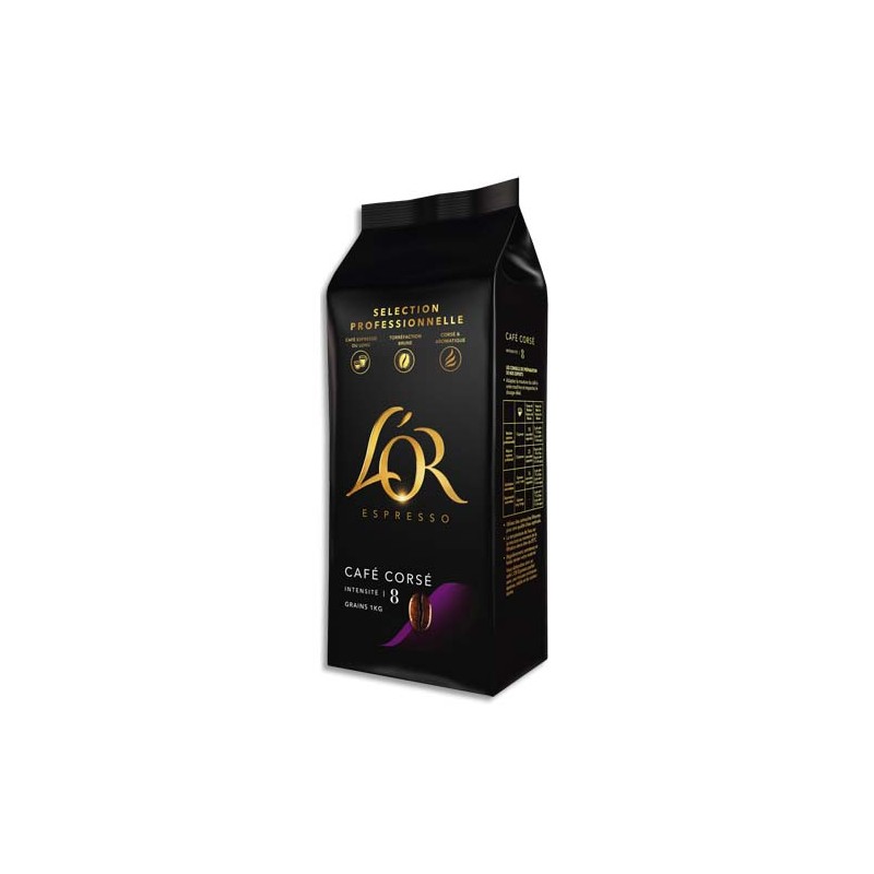 L’OR Paquet de 1kg de café en grain N°8 corsé