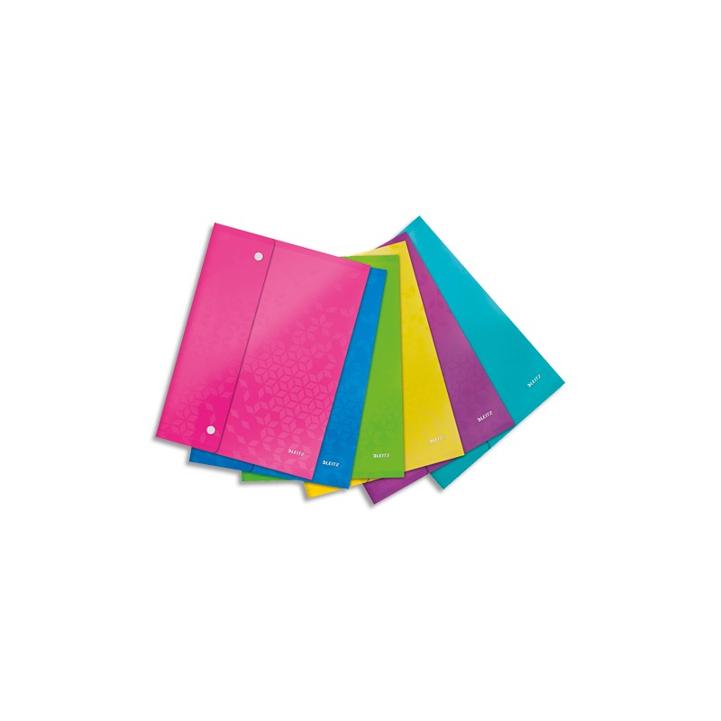 LEITZ Pochette enveloppe à double pression WOW PP opaque 2/10è, format A4, coloris assortis