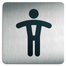 DURABLE Plaque Picto carré Toilettes Hommes en acier brossé inoxydable - 15 x 15 cm - Argent métallisé
