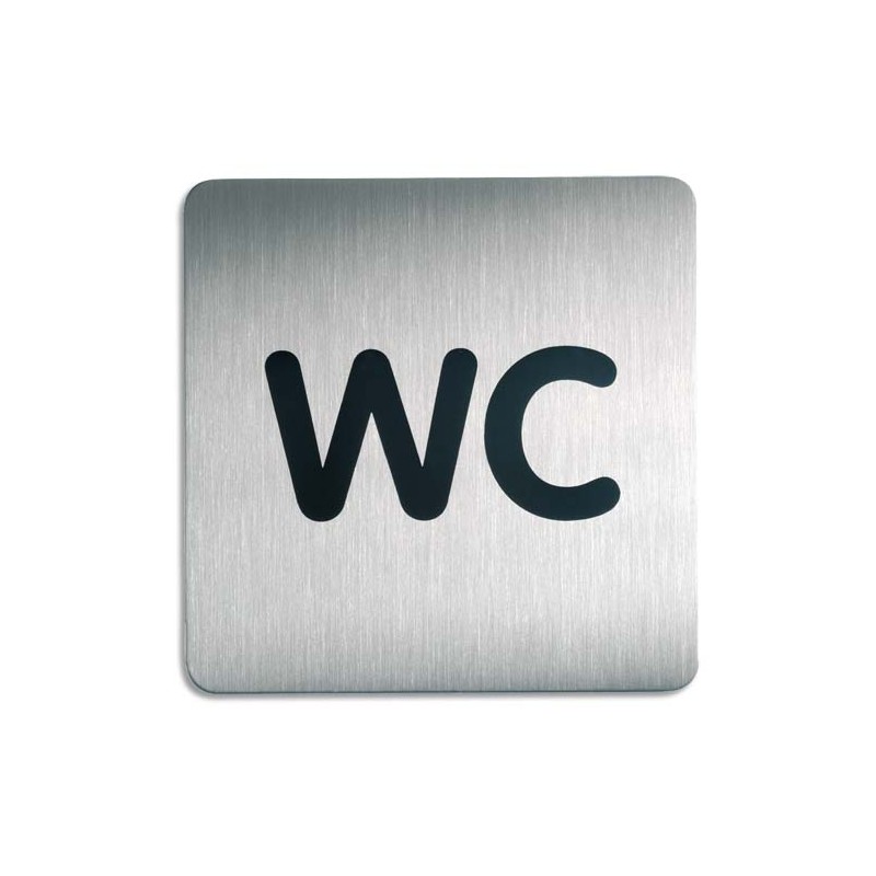 DURABLE Plaque Picto carré WC en acier brossé inoxydable - 15 x 15 cm - Argent métallisé