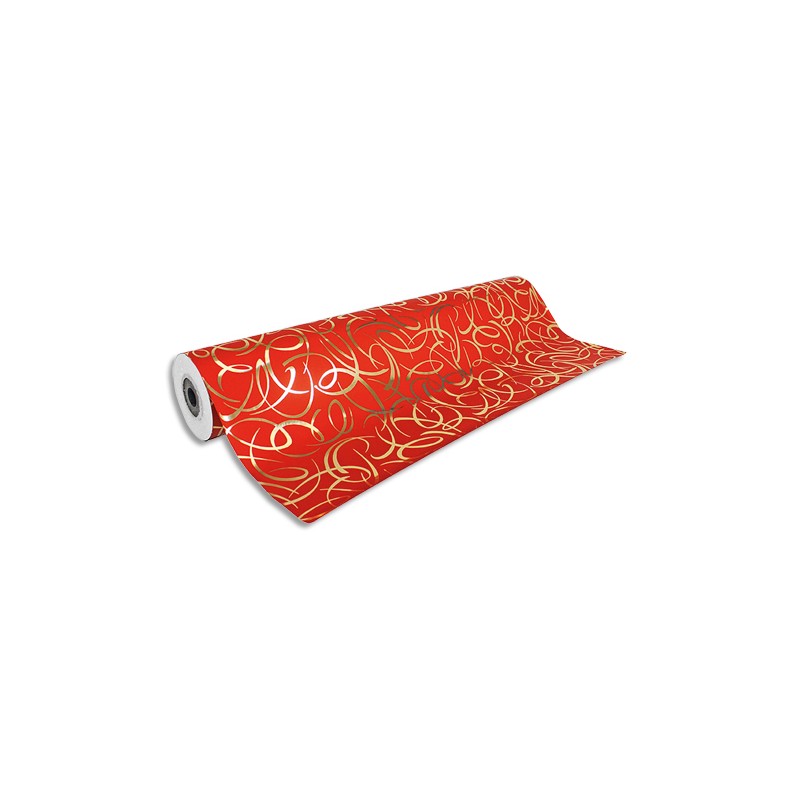 CLAIREFONTAINE Rouleau papier cadeau Arabesque Premium 80g. Dimensions 50 x  0,70m. Coloris Rouge motif or
