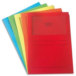 ELBA Paquet de 10 pochettes coins ELCO ORDO format 22x31cm à fenêtre 120g. Coloris assortis 5 couleurs