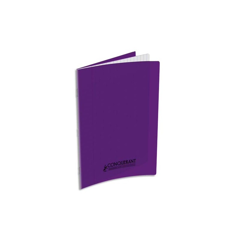 CONQUERANT C9 Cahier piqûre 17x22cm 48 pages 90g grands carreaux Séyès. Couverture polypropylène Violet