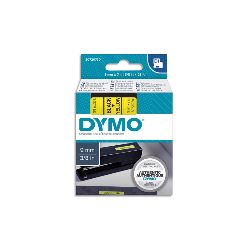DYMO Ruban D1 Noir/Jaune 9MMX7M pour 1000/1000+/2000/3500/4500/5000/5509