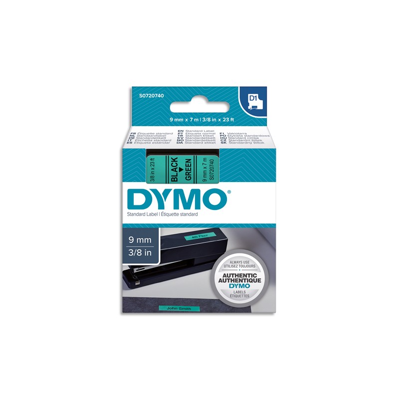DYMO Ruban D1 Noir/vert 9MMX7M pour 1000/1000+/2000/3500/4500/5000/5510