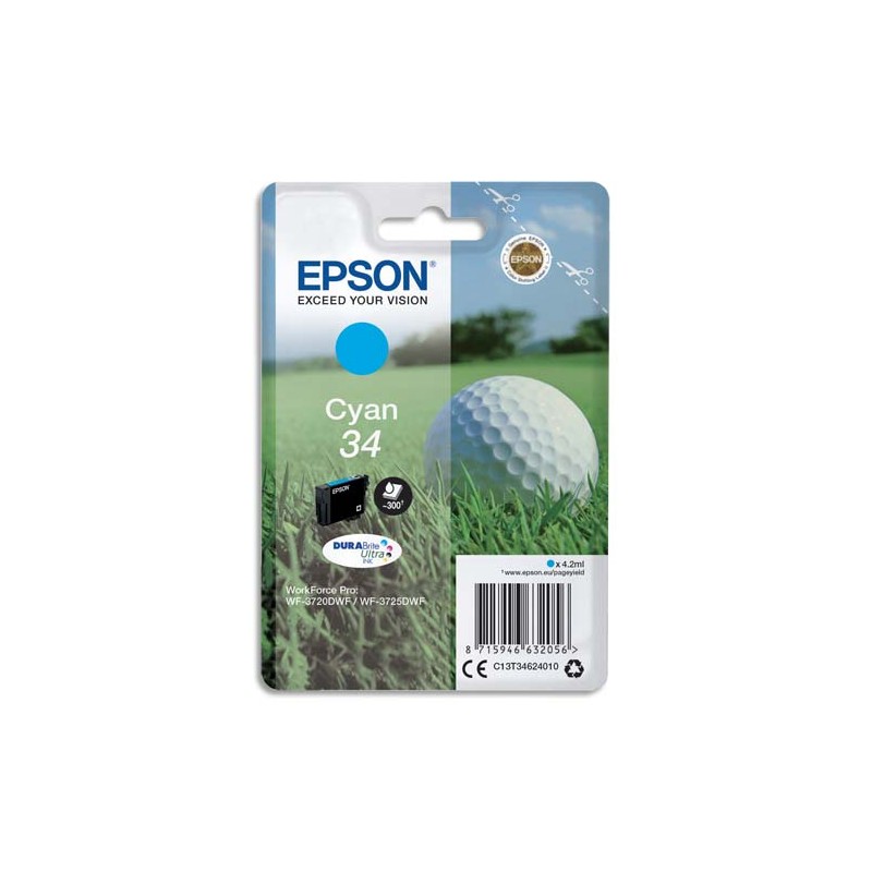 EPSON Cartouche balle de golf Jet d'encre durabrite ultra Cyan C13T34624010
